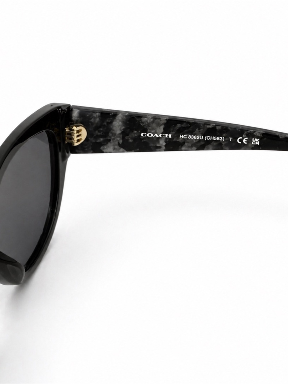 Coach Black Cat-Eye Sunglasses with Marbled Temples - Picture 2 of 7